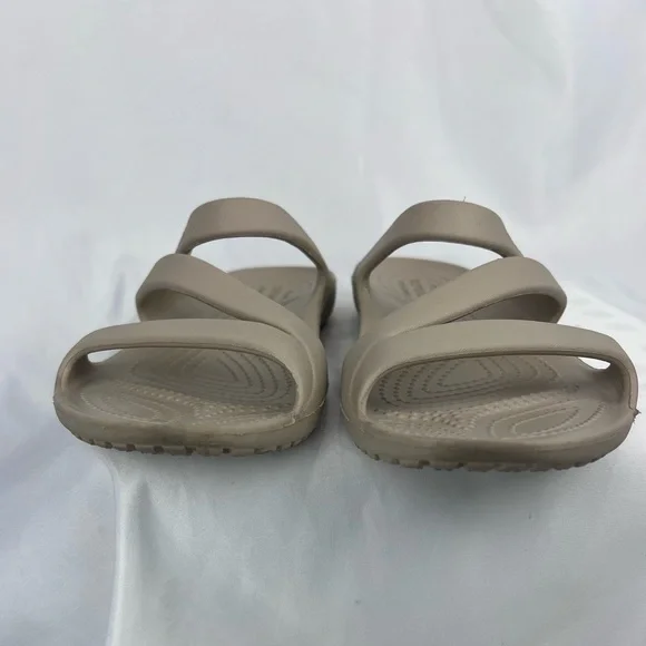 CROCS Kadee Cobblestone Taupe Slide Sandals - Picture 9 of 11